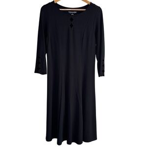 Soft Surroundings Black Dress Medium Eyelet Diamond Long Sleeve Modest Event